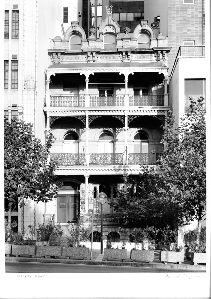 Black and white photograph of History House on Macquarie Street