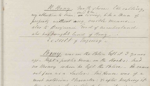 The second page of a hand written document the Registry of Flash Men c.1841 in curly cursive handwriting with wide margin on the left