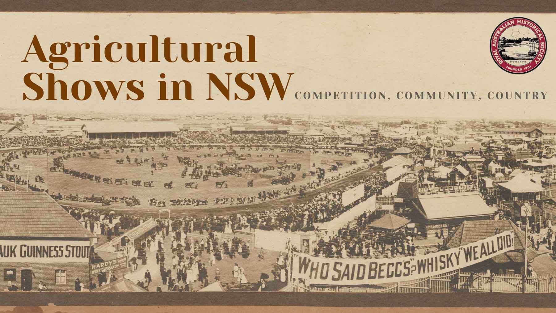 A sepia photograph of a historical agricultural show in New South Wales Australia