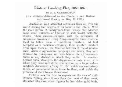 RAHS Members: Special Articles – Riots at Lambing Flat, 1860–1861