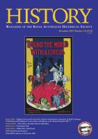 History magazine Dec 2019 No. 142 blue cover with illustration of men on horses and a red globe with circus animals