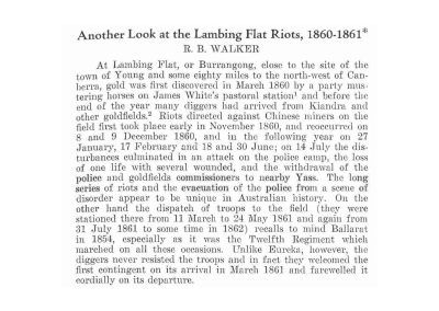 RAHS Members: Special Articles – Another Look at the Lambing Flat Riots, 1860-1861