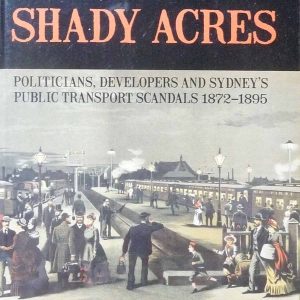 Historical colour photo of a train station which is the book cover for Shady Acres by Lesley Muir