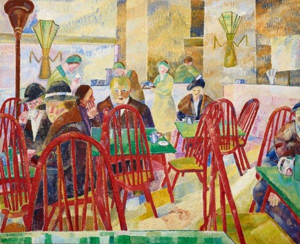 Artist Grace Cossington Smith painting “The Lacquer Room”1936 inspired by the art deco designs and vivid colours of the David Jones department store café in Sydney.