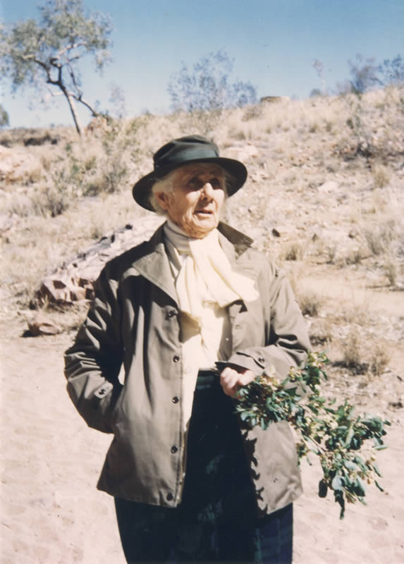 A photograph of Olive Pink in her garden.