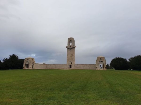 The Australian National Memorial. The new Sir John Monash Centre is situated behind the monument, half buried in the ground with grass roof so as to not detract from the memorial itself.