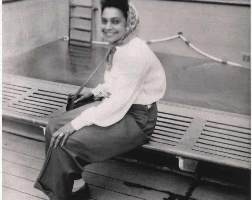 Photograph of Faith Bandler on her way to Berlin in 1951. On the maiden voyage of 'Australia' en route to Berlin for the festival of Youth and Students for Peace.