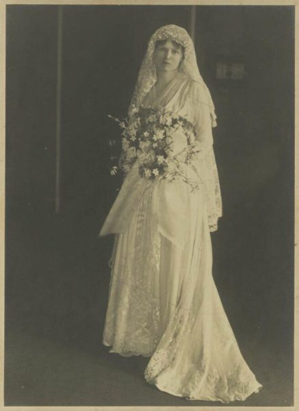 Portrait of Jessie Street in her traditional wedding gown.