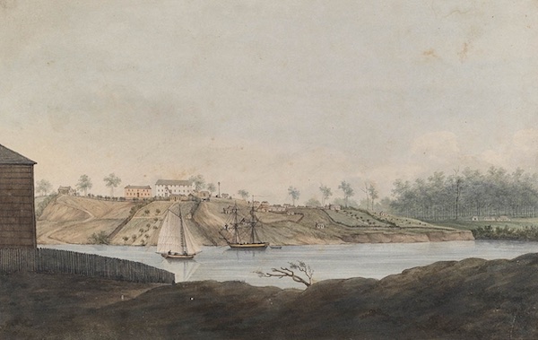 A watercolour painting of Windsor, showing the town in the background and sailing boats on the river in the foreground.