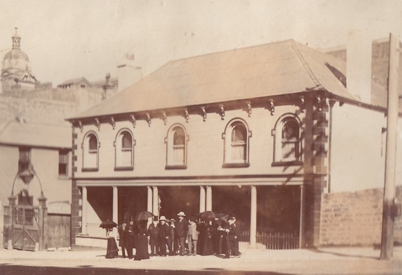 A photograph of RAHS members gathered at Charlotte Place in The Rocks.