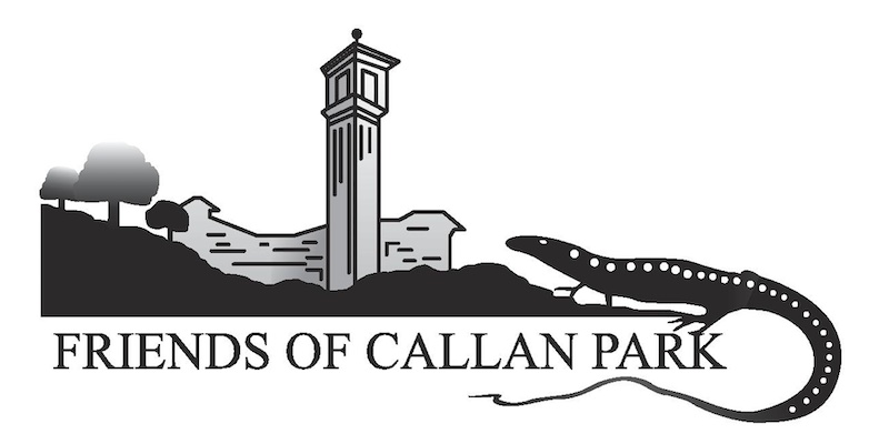 The Friends of Callan Park logo depicts a building in a park on the left and a lizard on the right.