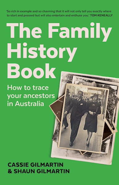 Green cover of The Family History Book, which features old photographs