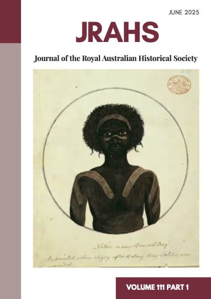 A watercolour of Wangal man Bennelong wearing white ochre on the RAHS Journal's cover.