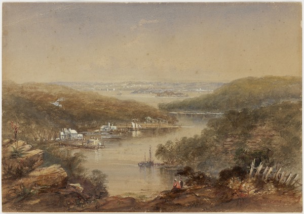 A painting of a whaling station in Mosman Bay