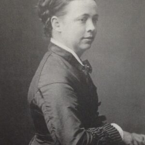 A photograph of Rachel Henning in a crinoline dress