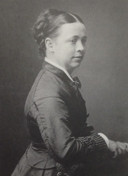 A photograph of Rachel Henning in a crinoline dress