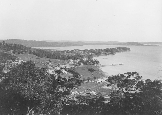 A black and white photograph showing Point Frederick in Gosford