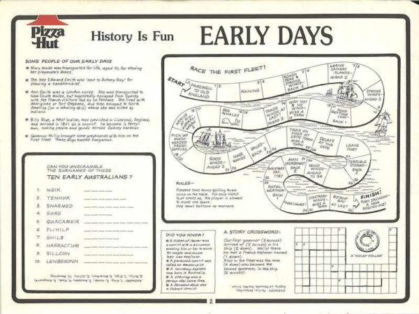 A page of children's activities taken from a fun book, featuring a game called 'Race the First Fleet'